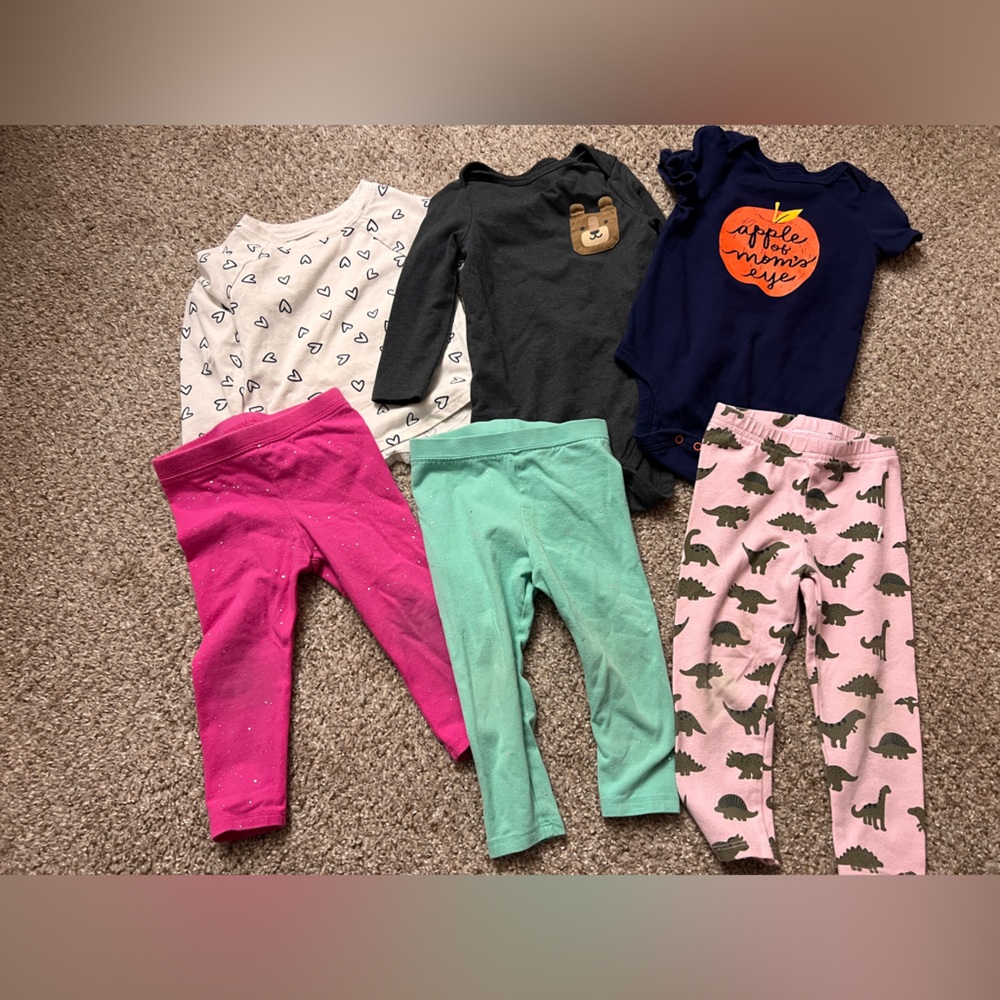 Bundle lot of 3 girls tops and 3 pairs of pants cat &Jack 18 months B1G1 50% off
